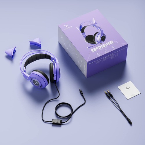 Somic G951s - Auriculares Estéreo Para Juegos Con Micrófono Para Ps4, Ps5, Xbox One, Pc, Teléfono, Orejas De Gato Desmontables De 3,5 Mm, Reducción De Ruido, Auriculares Para Juegos De Computadora