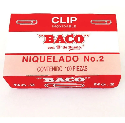 Clip Inoxidable Niquelado No 2 Baco Con 100 Pzas