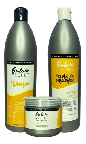 Combo Shampoo+enjuague Keratina 1l+baño 240ml Salon Secret