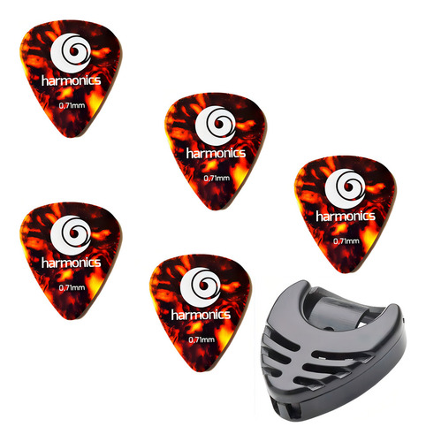 5 Palheta Guitarra Violão Harmonics 071 Medium Porta Palheta