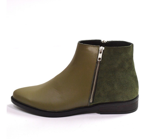 Bota Baja Mujer Iris Verde Cuero Vacuno Invierno Sposami 