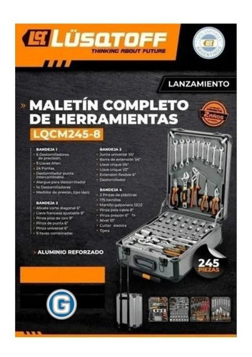 Imagen 2 de 10 de Maletín Portátil Set Herramientas Lusqtoff 245 Pz Juego Kit