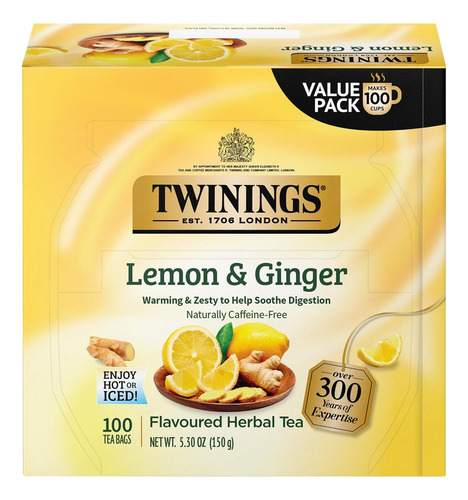 Hr138 Twinings Té D Hierbas Limón Y Jengibre 100 Bolsas D Té