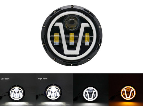 Hhh Un 7'' H4 Faro Led Drl Ojos Ángel Wrangler Jeep Vocho