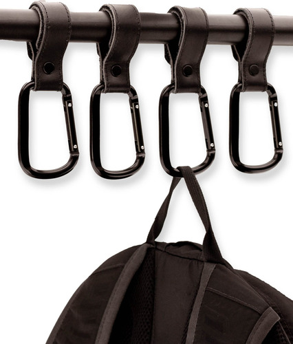 Ganchos Para Cochecito De Cuero Brute Strength - Negro 4x -
