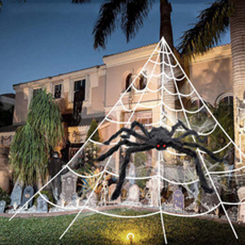 Araña De 2 Metros Y 2 Accesorios De Decoración De Halloween