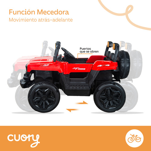 Coche Camioneta Eléctrica Estilo 4x4 Todo Terreno Aux Usb Color Rojo