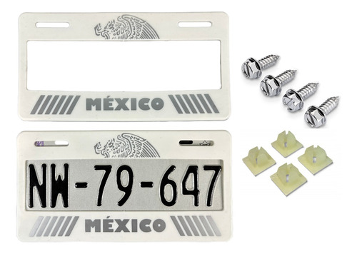 Par De Marcos Portaplacas Escudo Mexico Con Tornillos