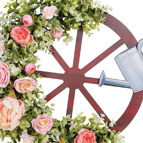 Corona De Primavera Con Flores Artificiales De Peonía Y