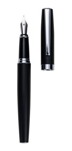 Imagem 1 de 1 de Caneta Tinteiro Preto Fosco Pena Média Um Pouco Flexível.