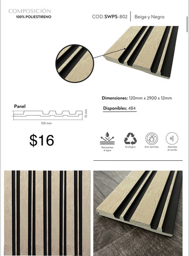 Soh Wall Panel Pvc Marrón Betas Claras 1.90x12(803)