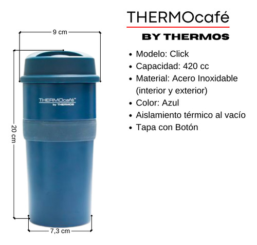 Vaso Térmico Click 420 Ml Acero Inoxidable | Thermos Azul
