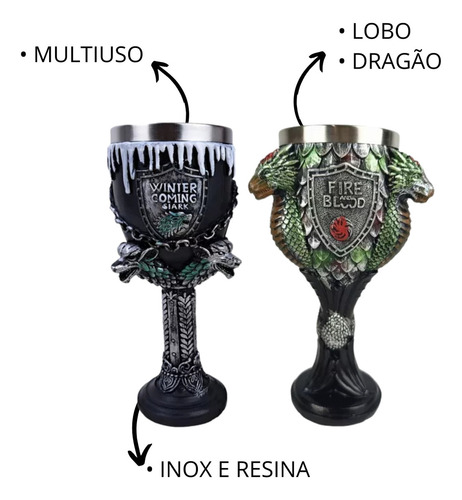 Cálice Taça Caneca Copo Viking Crânios Lobo Caveira Medieval Cor B