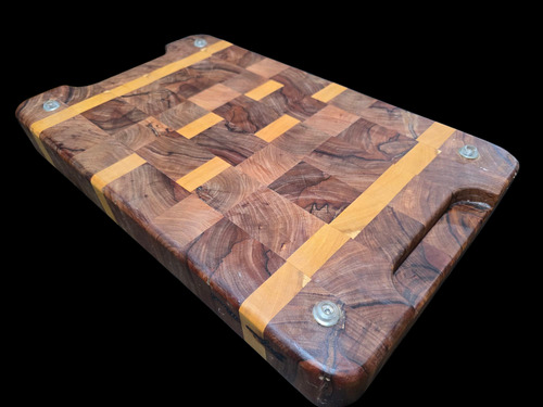 Tabla De Cortar Galpón Woods End Grain 51x31 Cm Geométrico Marrón