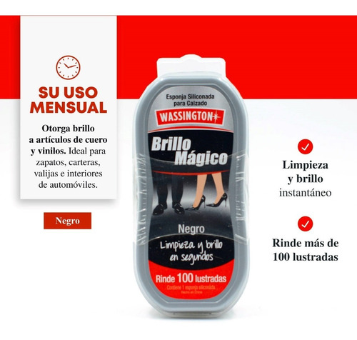 Imagen 1 de 10 de Wassington Esponja Brillo Mágico Lustre Negro