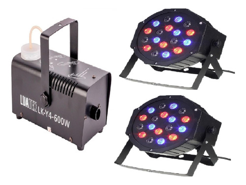 Kit Maquina Fumaça 600w 110v Com 2 Strobo 18 Led Boate Festa