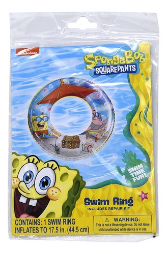 Spongebob Squarepants Anillo De Natación Inflable Para Pisci