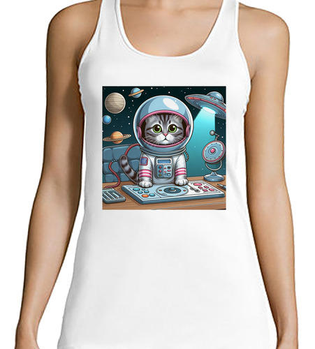 Musculosa Mujer Gato Astronauta Ovni Vestido Alien