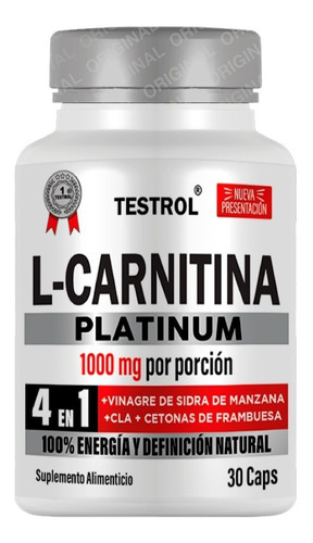 Imagen 1 de 5 de L-carnitina Platinum 1000mg | 4 En 1 | Testrol 30 Cap