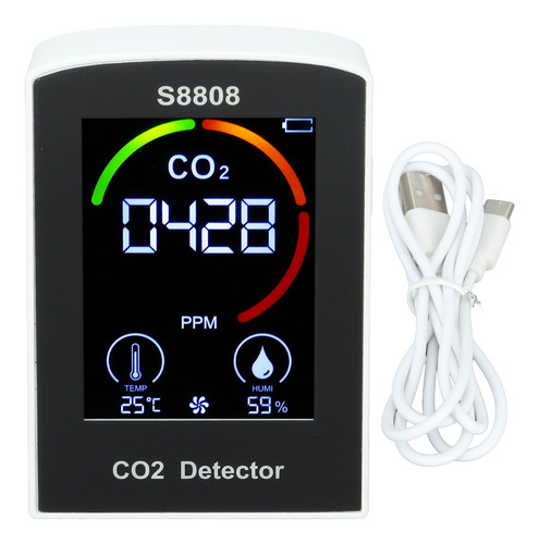 Detector De Co2, Pantalla, Batería Abs, Carga Usb