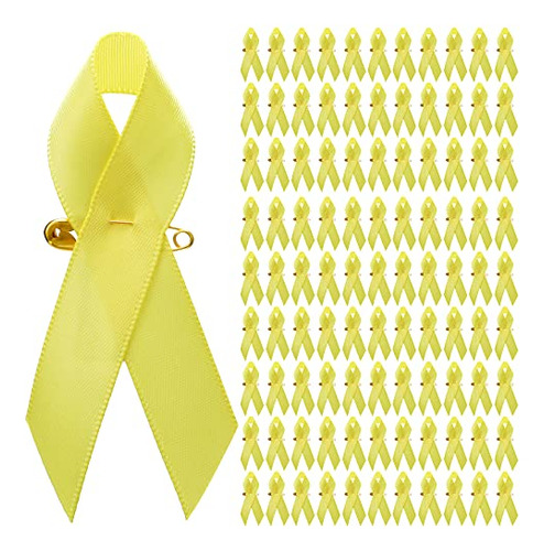 100 Pieces Awareness Ribbon Satin Ribbon Lapel Pins Fab...