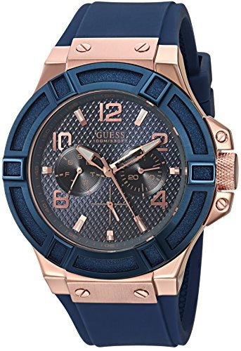 Reloj Casual De Silicona De Acero Inoxidable De Guess, Color