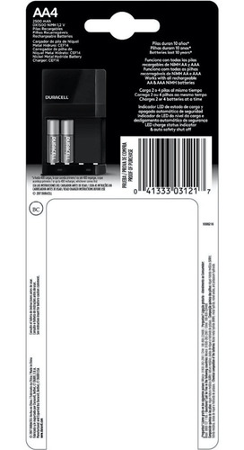 Cargador Duracell C/4 Pilas Aa De 2500mah