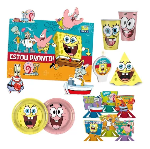 Decoração de Mesa Bob Esponja Regina Festas c/6 unid