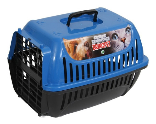 Caixa De Transporte N2 Gatos Cães Coelhos Cachorros Pequenos Cor Azul