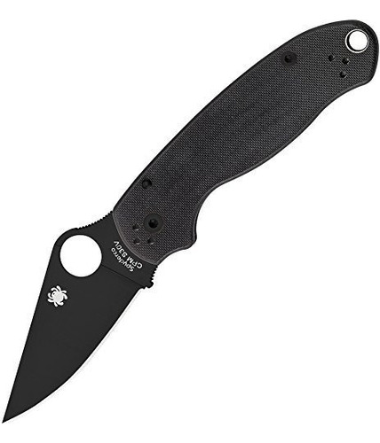 Spyderco Para 3 Folder G 10 Plain Edge Flooding Knife Negro