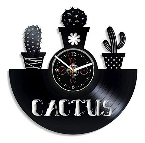 Reloj De Pared Con Cactus Artesanal