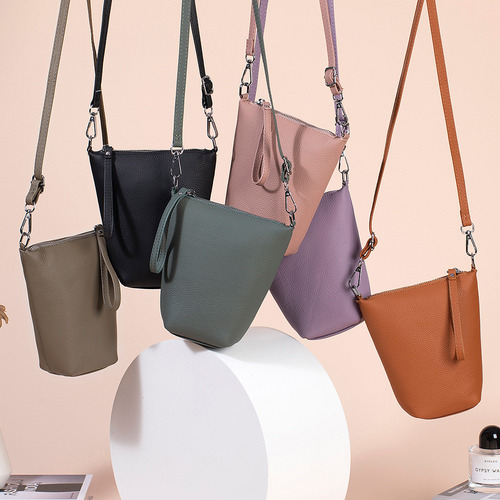 Bolso Bandolera Minimalista De Cuero Genuino Para Mujer