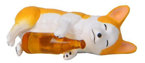 5 Mini Corgi Huskie Animal Figurines Botella Amarilla Corgi