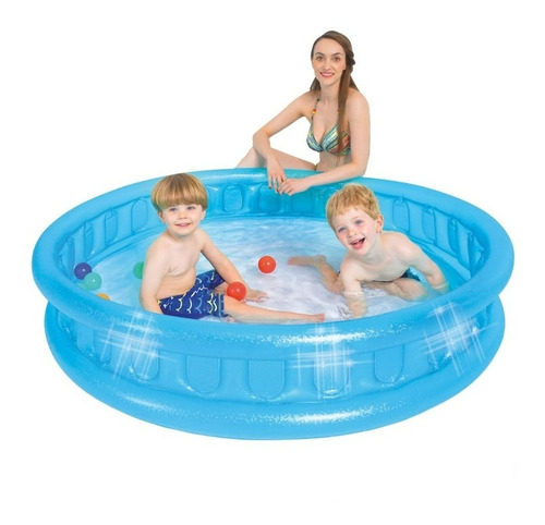Pileta Inflable Redonda 320l Jilong Niños Grande Azul Verano Color Celeste