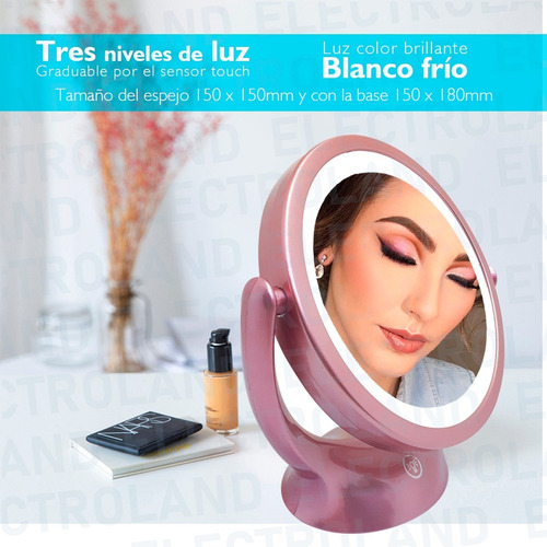 Espejo Doble X5 Luz Led Tactil Maquillaje Carga Usb Touch