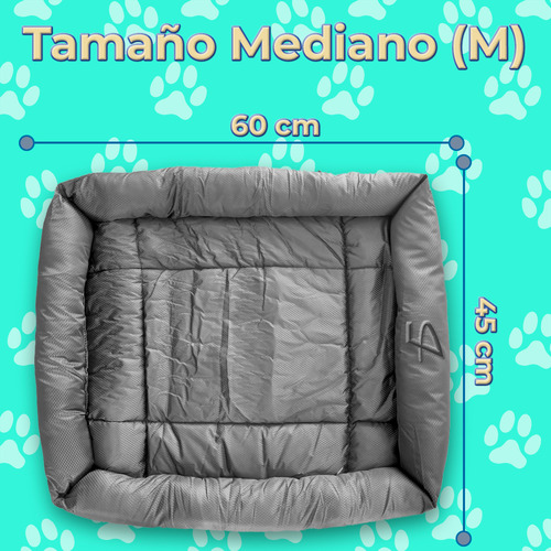 Cama Mascota Colchoneta Acolchada Impermeable Talla Mediano Color Gris Diseño M Ele-Gate