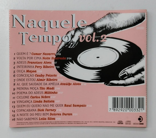 Cd Naquele Tempo Sucessos Nacionais 1947 1962 Volume 2 (Usado)