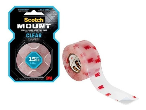 Cinta Montaje 3m Scotch Doble Cara Transparente 25.4mmx1.51m