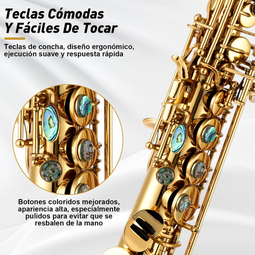 Saxofón Alto En Si Bemol Tubo Recto Para Principiantes Oro