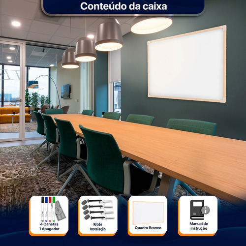 Lousa Quadro Branco Madeira 60x90 Com 4 Canetas E 1 Apagador
