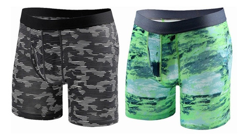 Boxer De Algodón Camuflaje Raya Elástico Para Hombre 2 Pack