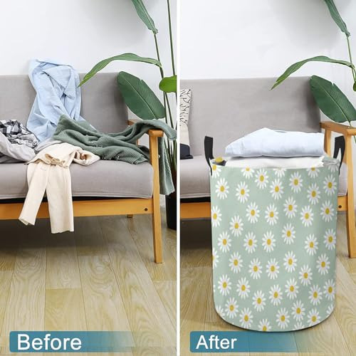 Cesta De Lavandería Plegable Con Estampado De Margaritas