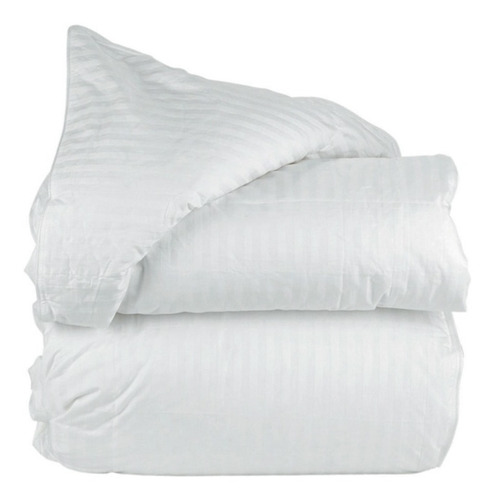Plumón King Blanco Quilt 100% Fibra Siliconada + 2 Fundas Diseño de la tela Rayado