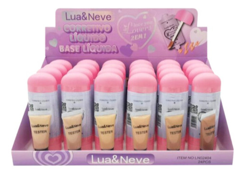 Base de maquiagem líquida Lua & Neve Matte LN02404 Base Líquida Matte tom multicor - kit de 24 unidades de 31mL 4.5g
