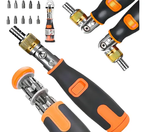 Kit Chave Catraca Fenda Philips C/ Bits Dobravél Reversivél Cor