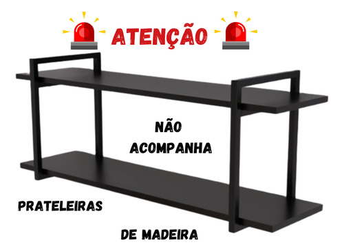 2 Suportes Prateleira Duplo Estilo Industrial Parede Banheir Preto