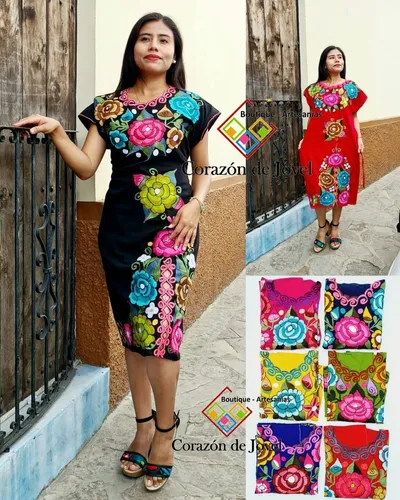 Vestidos elegantes mexicanos best sale bordados