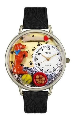 Whimsical Watches Unisex U0130009 Begging Dog Black Skin Rel