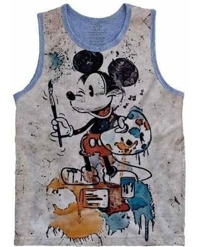 Camiseta  Regata Estampada Mickey Mouse Retrô Plus Size