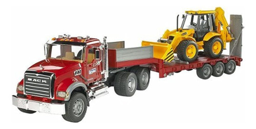 Camion De Plataforma De Granito Bruder 02813 Mack Con Retro